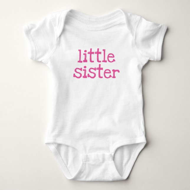 Body Para Bebé Pequeña hermana de texto rosa (Anverso)