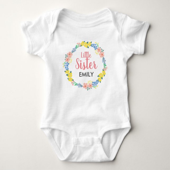 Body Para Bebé Pequeña Hermana Floral Wreath Baby Bodysuit (Anverso)