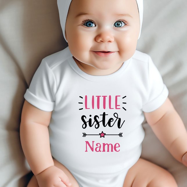 Body Para Bebé Pequeña hermana personalizada (Personalized Little Sister Baby Bodysuits - Custom Name Designs for New Siblings!)