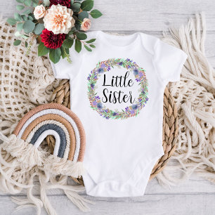 Body Para Bebé Pequeña Hermana Watercolor Floral Wreath