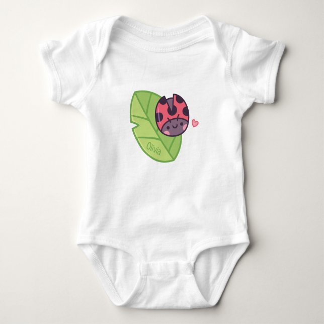 Body Para Bebé Pequeña Ladybug Cuidadosa En La Niña De La Hoja (Anverso)