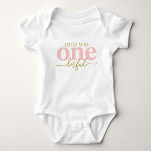 Body Para Bebé Pequeña Miss OneMaravillosa Rosa Primer cumpleaños