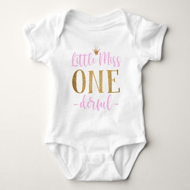 Body Para Bebé Pequeña Miss Un Derful First Birday Baby Bodysuit (Anverso)