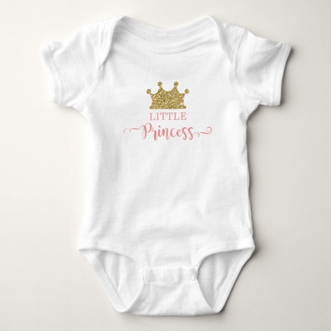 Body Para Bebé Pequeña Princesa Tutu Bodysuit, rosa y dorada (Anverso)