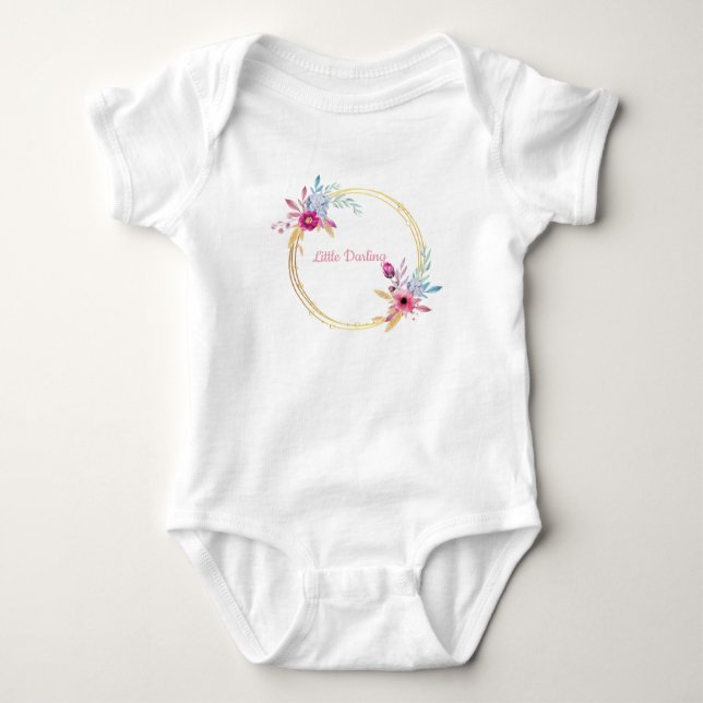 Body Para Bebé Pequeña querida Rosa floral  (Anverso)