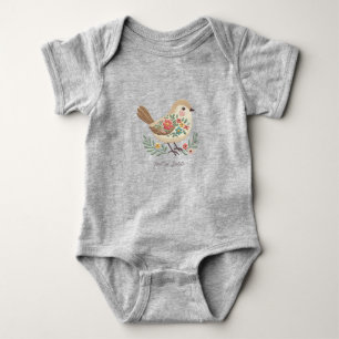 Body Para Bebé Pequeño Bird Floral Embroidery Gold Baby Bodysuit