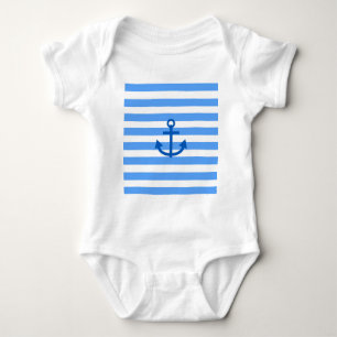 Body Para Bebé Pequeño capitán azul y blanco patrón con ancla