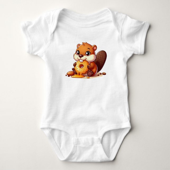 Body Para Bebé Pequeño castor lindo (Anverso)