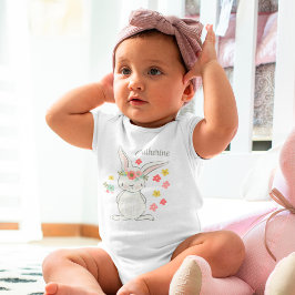 Body Para Bebé Pequeño conejito lindo con flores chica personaliz