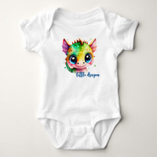 Body Para Bebé Pequeño Dragón con ojos grandes adorable acuarela