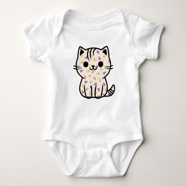 Body Para Bebé Pequeño gatito floral (Anverso)