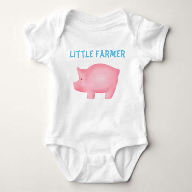 Body Para Bebé Pequeño granjero Personalizado de cerdo Bodysuit (Anverso)