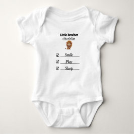 Body Para Bebé Pequeño hermano Lion Checklist Bodysuit T-Shirt