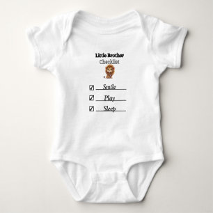 Body Para Bebé Pequeño hermano Lion Checklist Bodysuit T-Shirt