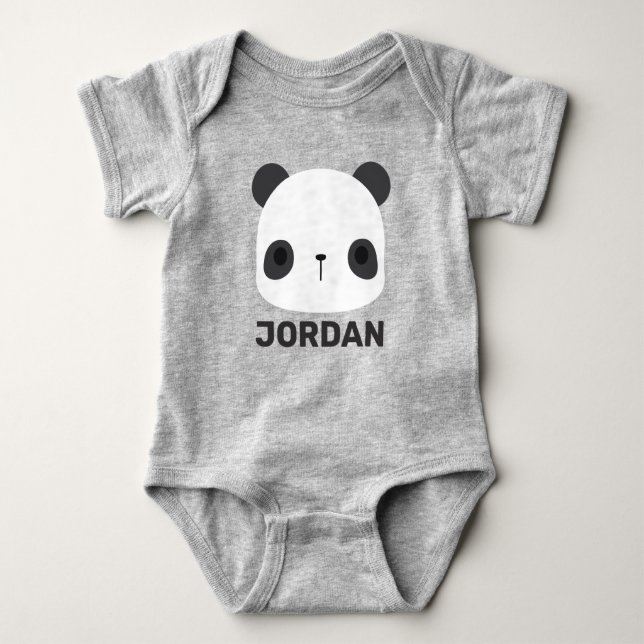 Body Para Bebé Pequeño oso oso panda con nombre personalizado (Anverso)