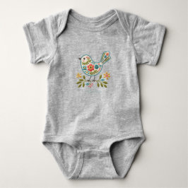 Body Para Bebé Pequeño pájaro verde floral deja traje de bebé