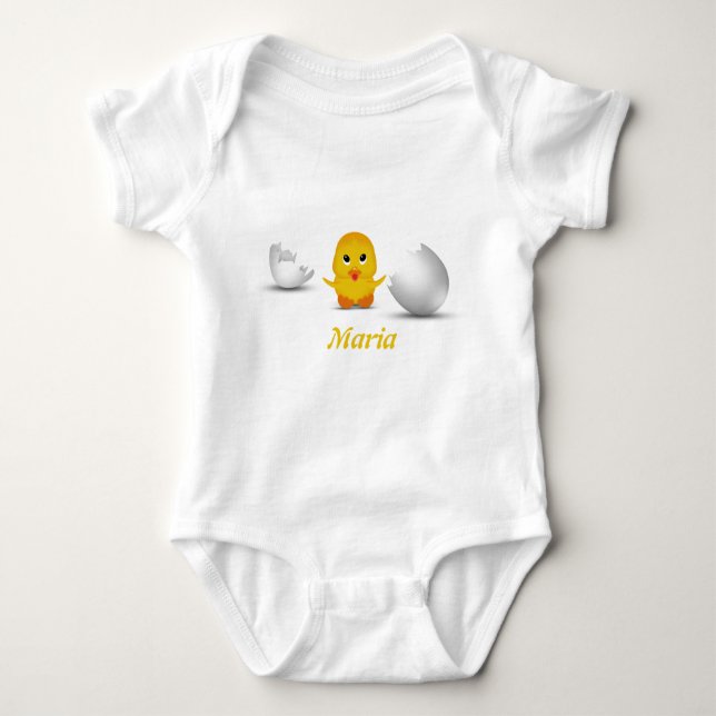 Body Para Bebé Pequeño polluelo lindo del bebé su nombre (Anverso)