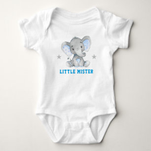 Body Para Bebé Pequeño Señor Niño Azul Elefante Caballero