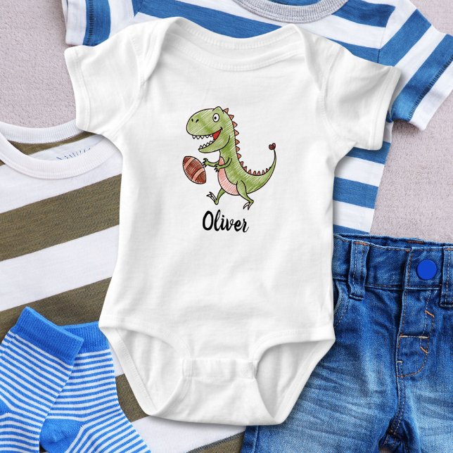 Body Para Bebé Pequeño Trex Jugando Fútbol Personalizado (Subido por el creador)