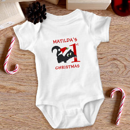 Body Para Bebé Pequeños Chicas de gatos de Black Kitty de Navidad