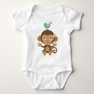 Body Para Bebé Pequeños mono y pájaro