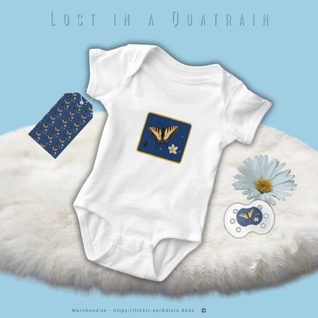 Body Para Bebé Perdida en Quatrain por Adiela Akoo - Baby Bodysui (Lost in a Quatrain Baby Bodysuit, Pacifier & Gift Tag designed by Poet Adiela Akoo. Shop great buys!)