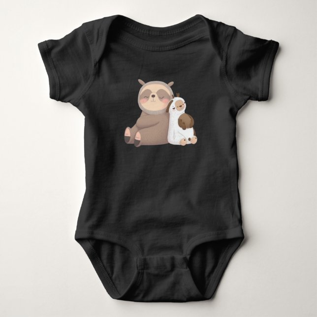 Body Para Bebé pereza adorable relajándose con un traje de llama  (Anverso)