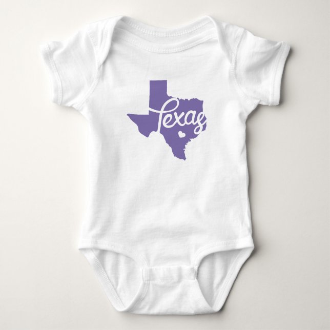 Body Para Bebé Periwinkle Purple Texas Heart (Anverso)