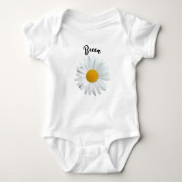 Body Para Bebé Perky White Daisy Flower Personalizada