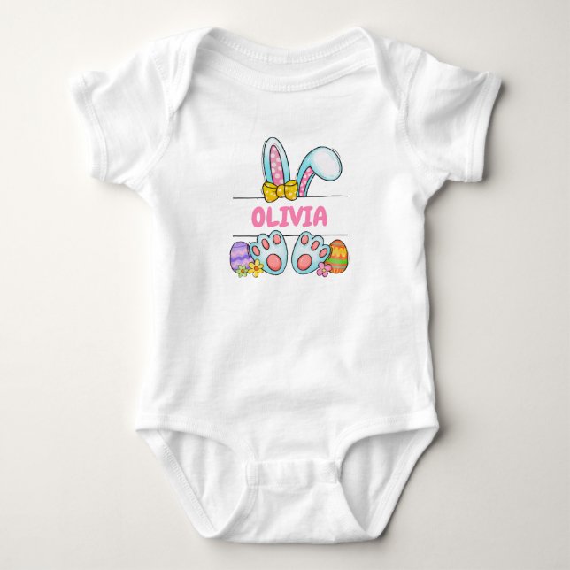 Body Para Bebé Peronalizable Easter Bunny Cute T-Shirt (Anverso)