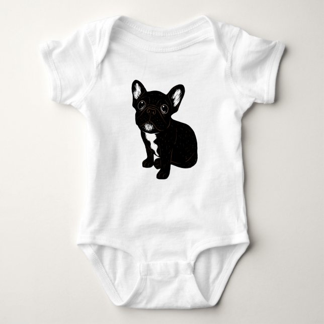 Body Para Bebé Perrito Brindle lindo de Frenchie (Anverso)