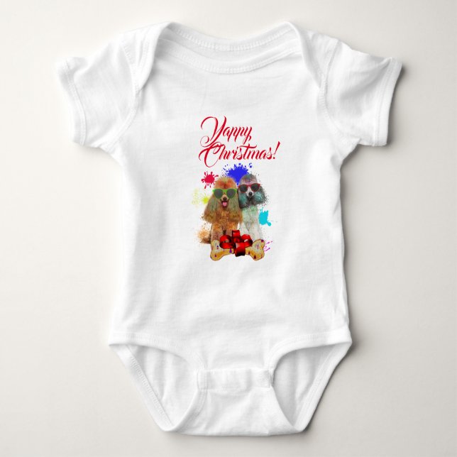 Body Para Bebé Perrito Caniche Lindo Personalizable Navidad Diver (Anverso)