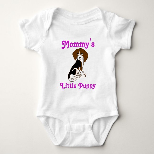 Body Para Bebé Perrito del beagle con el texto rosado (Anverso)