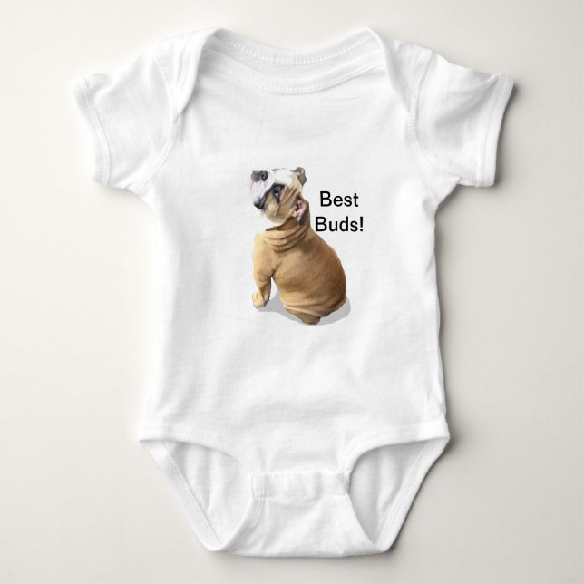 Body Para Bebé Perrito inglés del bulldog con PERSONALIZAR del (Anverso)