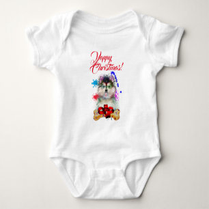 Body Para Bebé Perrito Pomsky Navideño Monísimo Yappy Personaliza
