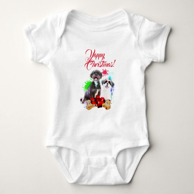 Body Para Bebé Perrito Shih Tzu Bonito Personalizable Navidad Yap (Anverso)