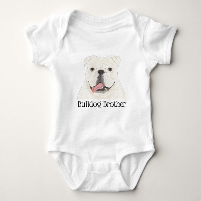 Body Para Bebé Perro Bulldog Inglés Blanco Personalizado (Anverso)