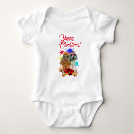 Body Para Bebé Perro Caniche Lindo Personalizable Navidad Feliz