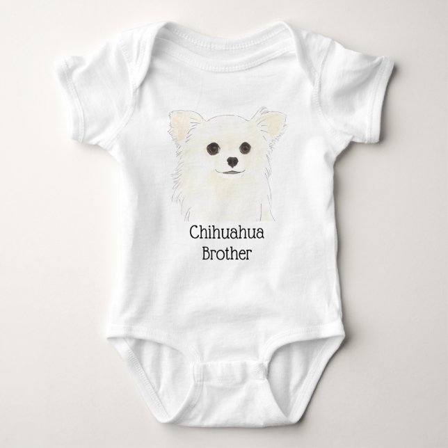 Body Para Bebé Perro Chihuahua blanco y personalizado (Anverso)