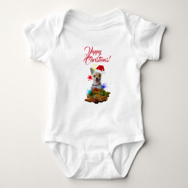 Body Para Bebé Perro Chihuahua Bonito Personalizable Ladra Navida (Anverso)