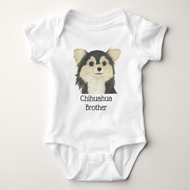 Body Para Bebé Perro Chihuahua, tricolor personalizado y largamen (Anverso)