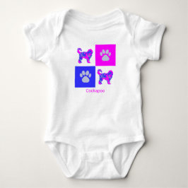 Body Para Bebé Perro Cockapoo y rosa y azul