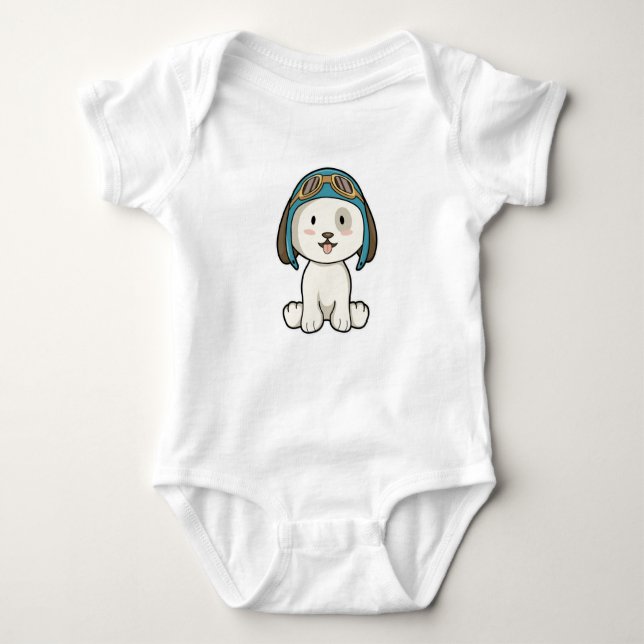 Body Para Bebé Perro como aviador con Gorra y lentes (Anverso)