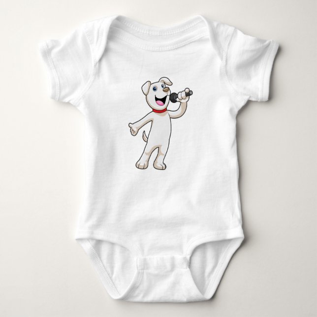 Body Para Bebé Perro como cantante con micrófono (Anverso)