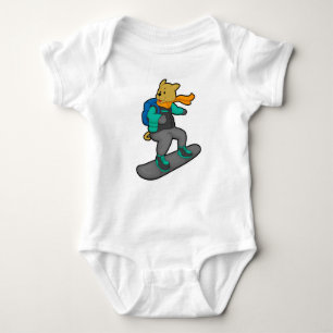 Body Para Bebé Perro como snowboard con Snowboard y mochila