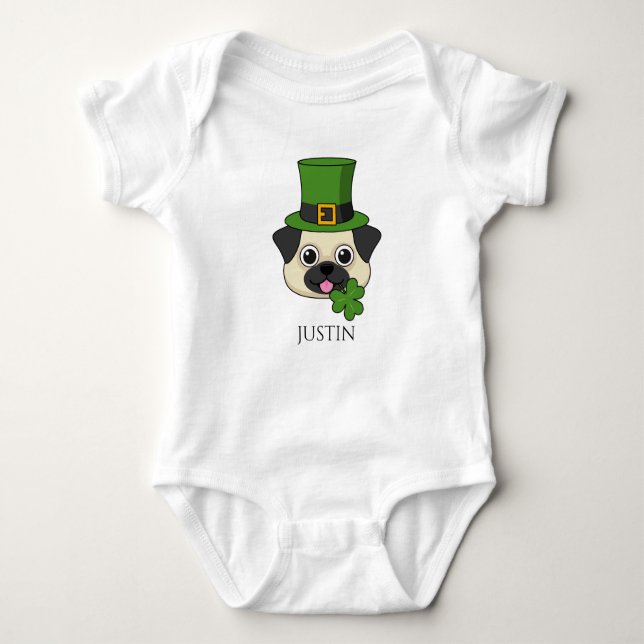 Body Para Bebé Perro con Gorra y Shamrock St Patrick's | Personal (Anverso)