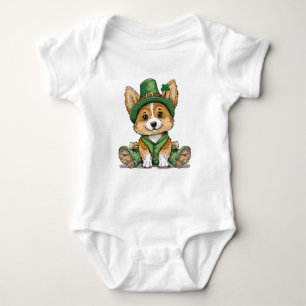 Body Para Bebé Perro Corgi del Día de San Patricio