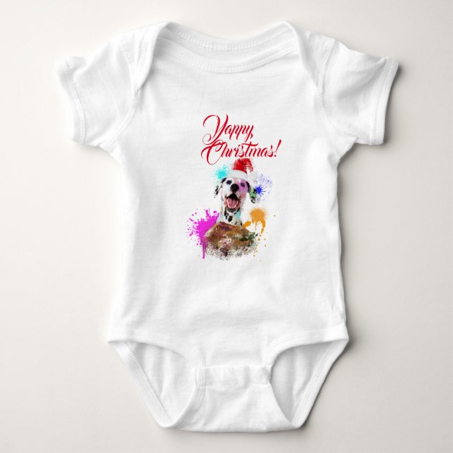 Body Para Bebé Perro dálmata lindo personalizable Navidad ladrado (Anverso)