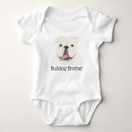 Body Para Bebé Perro de Bulldog blanco en inglés personalizado