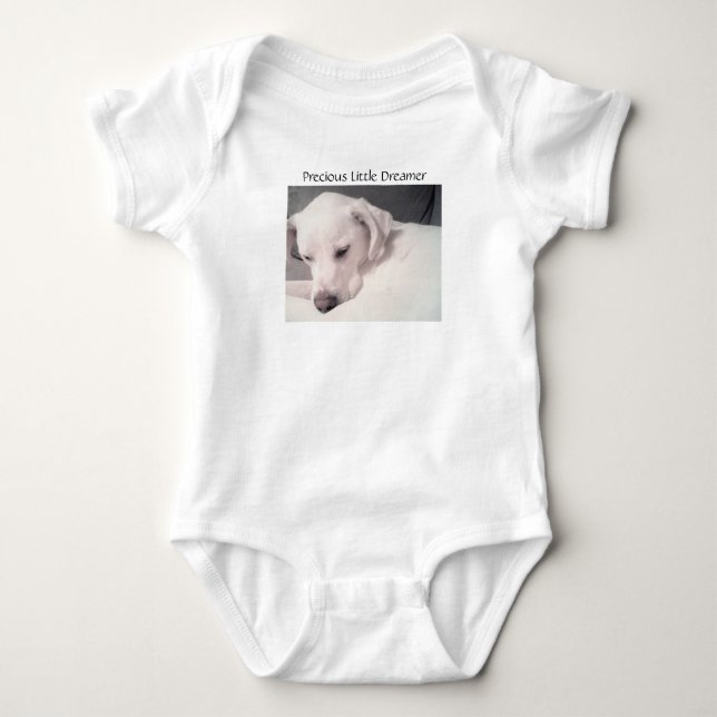 Body Para Bebé Perro de cachorro blanco suave durmiendo pacíficam (Anverso)